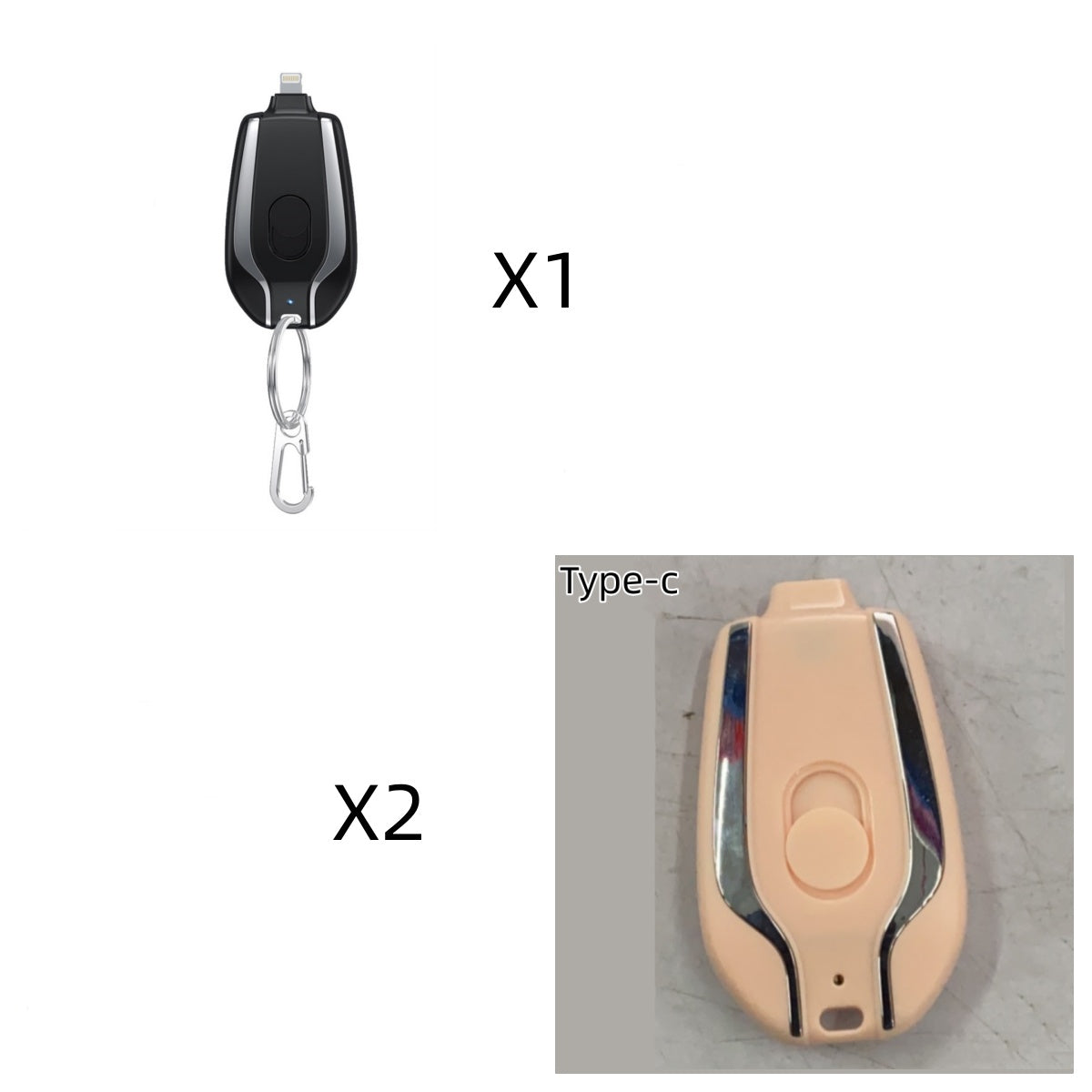 1500mAh Mini Power Emergency Pod Schlüsselanhänger-Ladegerät mit Typ-C Ultra-kompakter Mini-Akku Powerbank für schnelles Laden